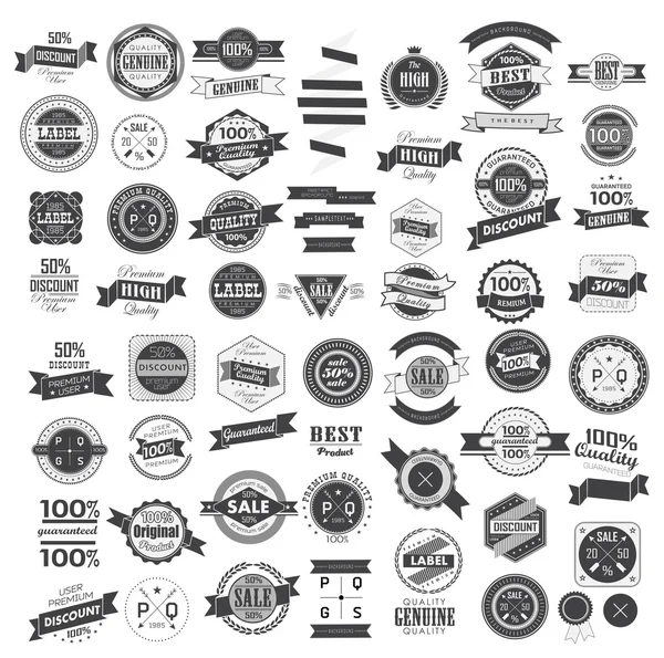 Set rubans vintage rétro et étiquette — Image vectorielle