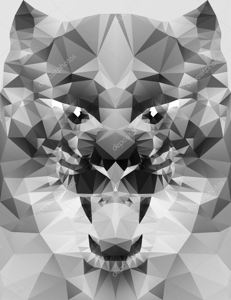 Abstract polygonal tiger. Geometric hipster illustration. Polygonal poster