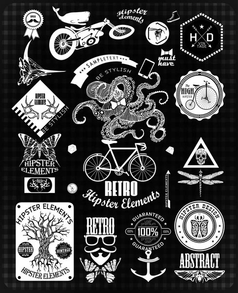 Etiqueta hipster, icono, elementos — Vector de stock