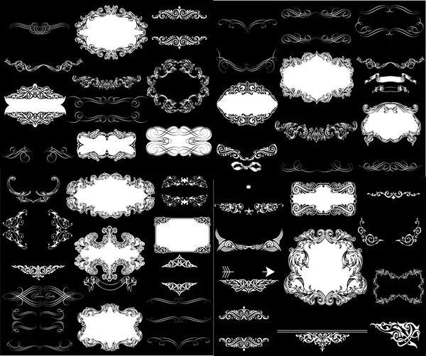 Conjunto de elementos de design floral caligráfico desenho à mão . —  Vetores de Stock