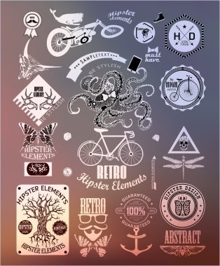 hipster etiket, simge, öğeleri