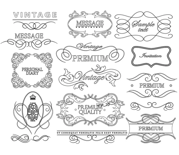 Conjunto de elementos de design floral caligráfico desenho à mão . — Vetor de Stock