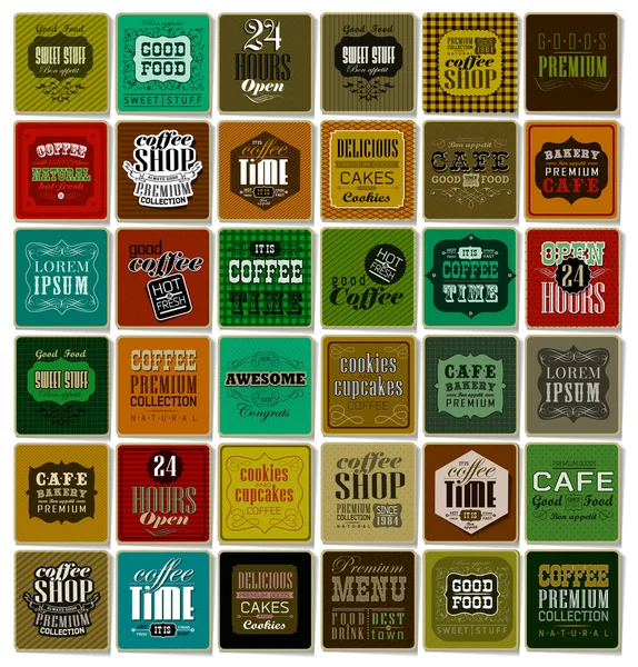 Koffie labels en elementen — Stockvector