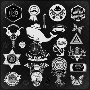 hipster etiket, simge, öğeleri