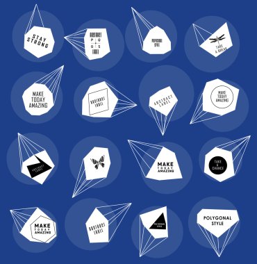 Soyut poligonal etiket tasarımı. Astronomi unsurları 