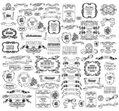 Kaligrafi çiçek tasarım öğeleri.