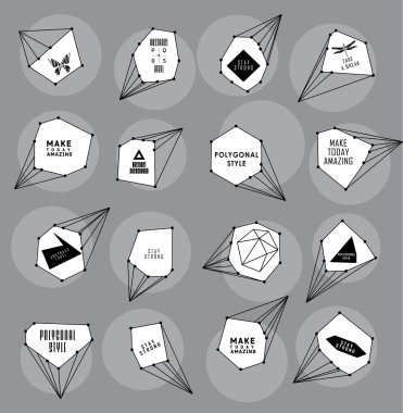 Soyut poligonal etiket tasarımı. Astronomi unsurları 
