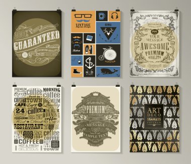 Afiş, el ilanı, broşür tasarım şablonları kümesi