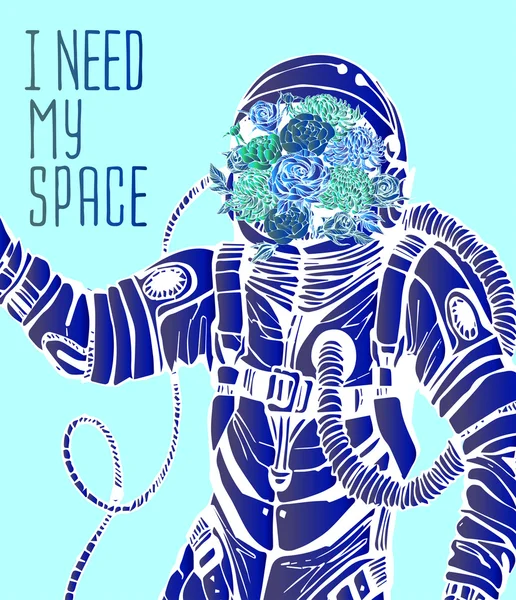 Concept van de ruimte met astronaut — Stockvector