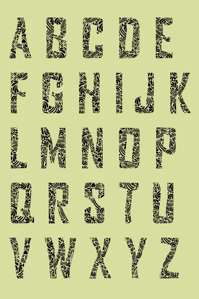 カリグラフィのアルファベット。デザイン要素 — ストックベクタ