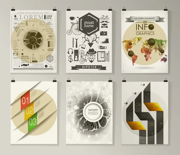 Set von Plakaten, Flyern, Broschüren-Design-Vorlagen — Stockvektor