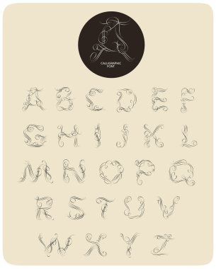  Kaligrafi alfabe. Tasarım öğeleri 