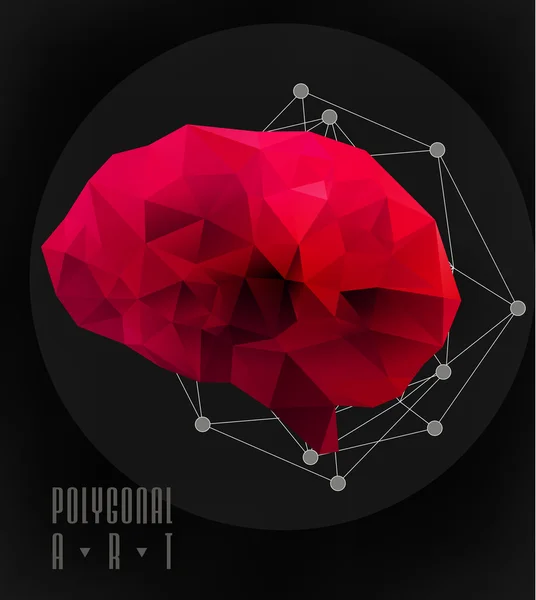 Cerebro poligonal abstracto — Vector de stock