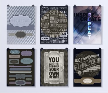 Afiş, el ilanı, broşür tasarım şablonları kümesi