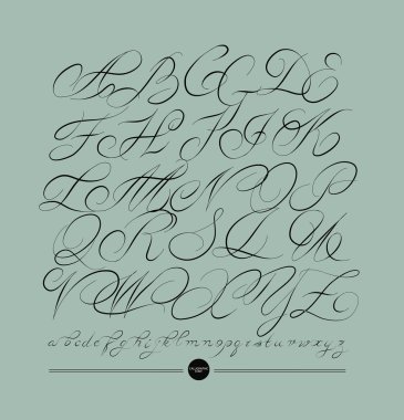  Kaligrafi alfabe. Tasarım öğeleri 