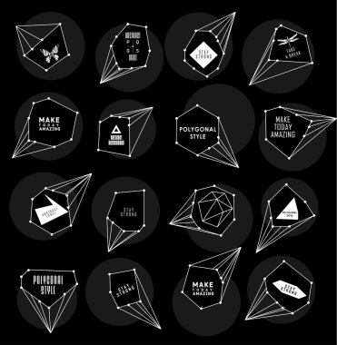 Soyut poligonal etiket tasarımı. Astronomi unsurları 