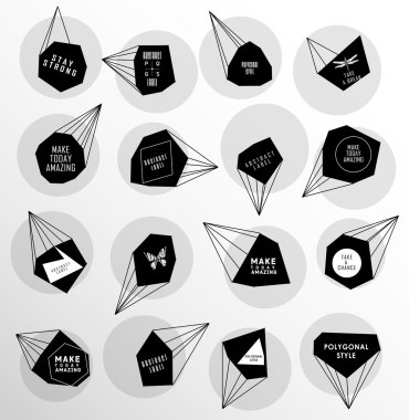 Soyut poligonal etiket tasarımı. Astronomi unsurları 