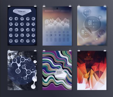 Afiş, el ilanı, broşür tasarım şablonları kümesi