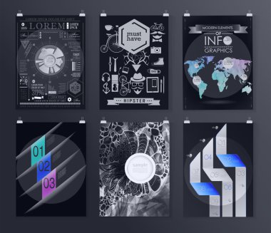 Afiş, el ilanı, broşür tasarım şablonları kümesi