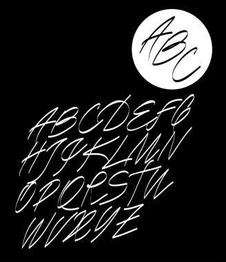  Kaligrafi alfabe. Tasarım öğeleri 