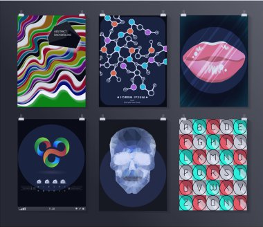 Afiş, el ilanı, broşür tasarım şablonları kümesi