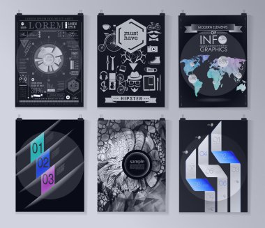 Afiş, el ilanı, broşür tasarım şablonları kümesi