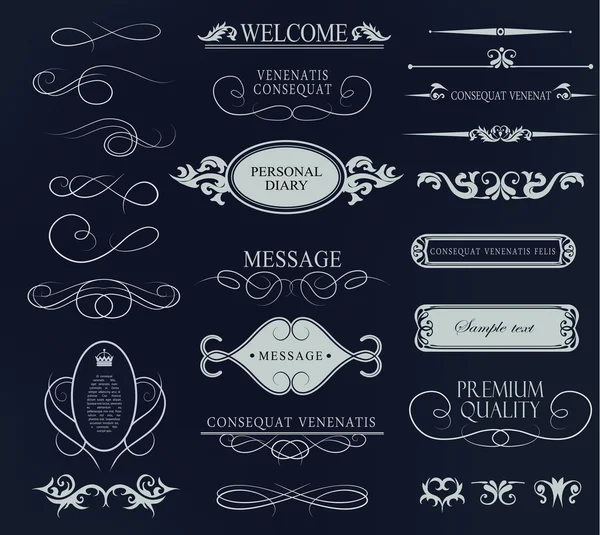 Conjunto de elementos caligráficos para el diseño — Archivo Imágenes Vectoriales