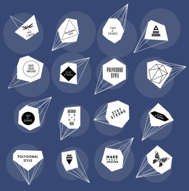 Soyut poligonal etiket tasarımı. Astronomi unsurları 