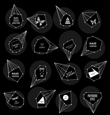 Soyut poligonal etiket tasarımı. Astronomi unsurları 