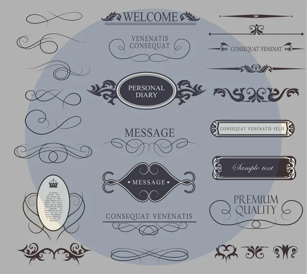 Conjunto de elementos caligráficos para el diseño — Archivo Imágenes Vectoriales