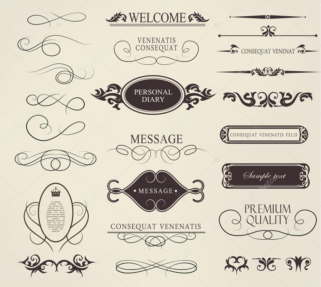 Set of calligraphic elements for design