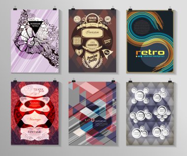 Afiş, el ilanı, broşür tasarım şablonları kümesi