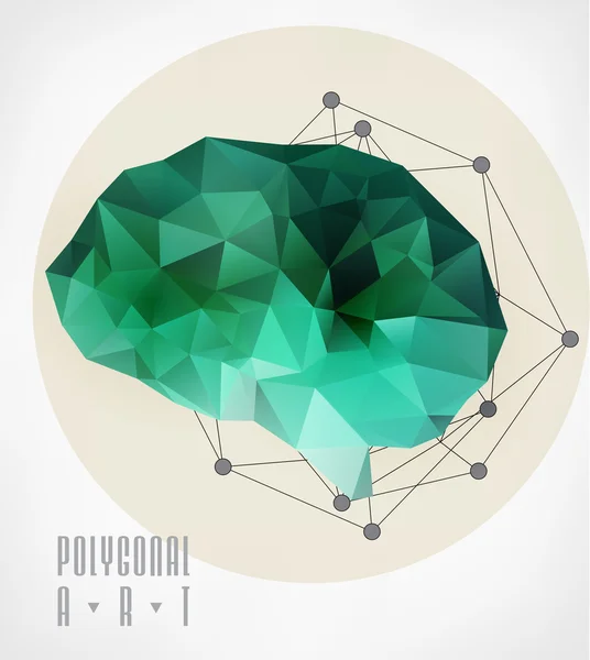 Cerebro poligonal abstracto — Vector de stock