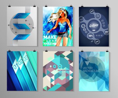 Afiş, el ilanı, broşür tasarım şablonları kümesi
