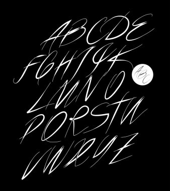  Kaligrafi alfabe. Tasarım öğeleri 