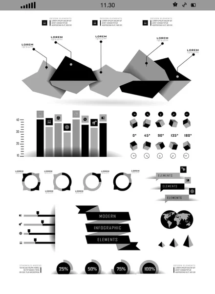 Przezroczyste płaski witryny sieci web, biznesu infografiki, — Wektor stockowy