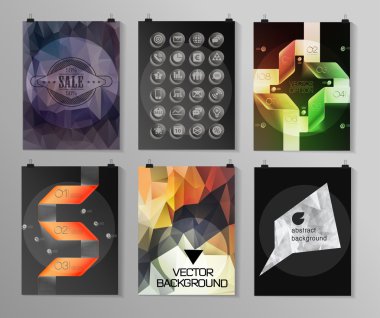 Afiş, el ilanı, broşür tasarım şablonları kümesi