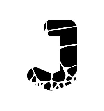 Vektör alfabesi ve genel tipografi. J harfi.