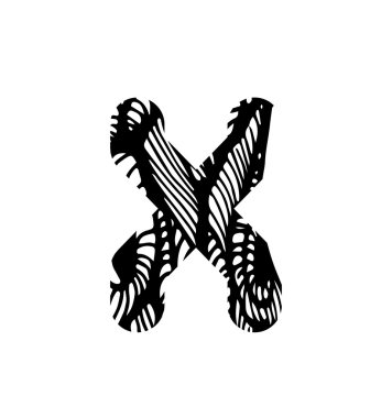 Vektör alfabesi ve genel tipografi. X harfi.