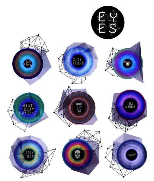 Eyes collection, human pupil — Stock Vector