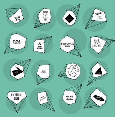Soyut poligonal etiket tasarımı. Astronomi unsurları 
