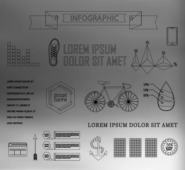 Şeffaf düz web sitesi, iş Infographics, — Stok Vektör