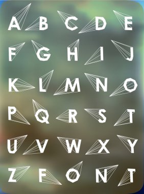 Tel vektör düşük Poli alfabe font gölge ile