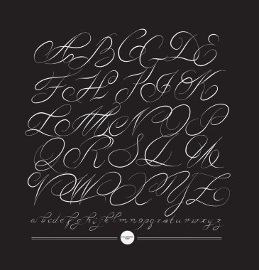  Kaligrafi alfabe. Tasarım öğeleri 