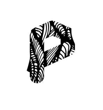 Vektör alfabesi ve genel tipografi. P harfi.