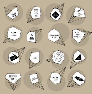 Soyut poligonal etiket tasarımı. Astronomi unsurları 