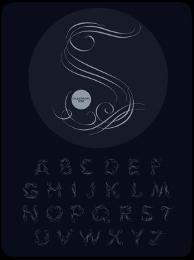  Kaligrafi alfabe. Tasarım öğeleri 