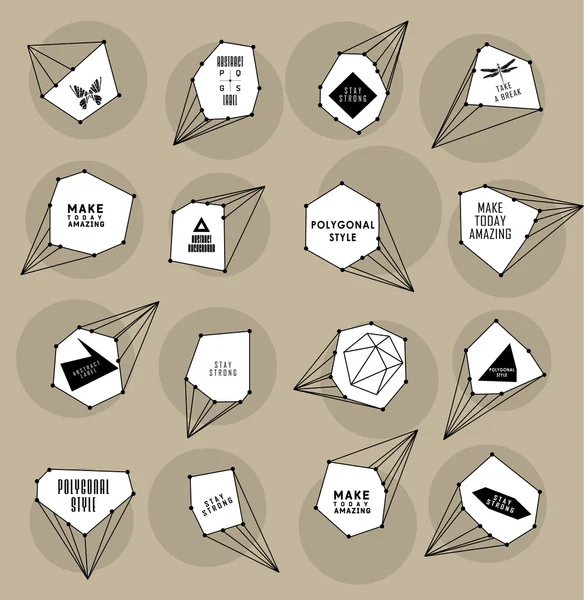 Soyut poligonal etiket tasarımı. Astronomi unsurları 