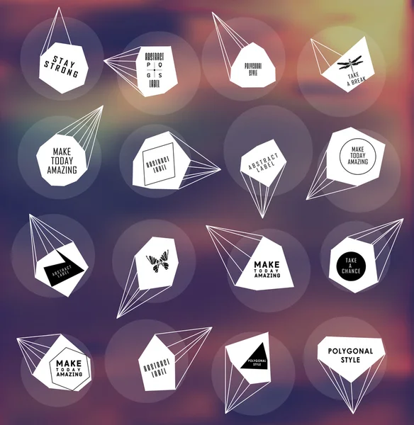 Soyut poligonal etiket tasarımı. Astronomi unsurları 