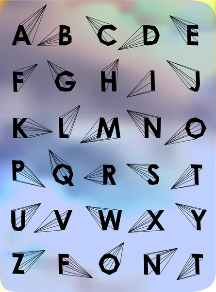 Drahtvektor Low-Poly-Alphabet-Schrift mit Schatten — Stockvektor